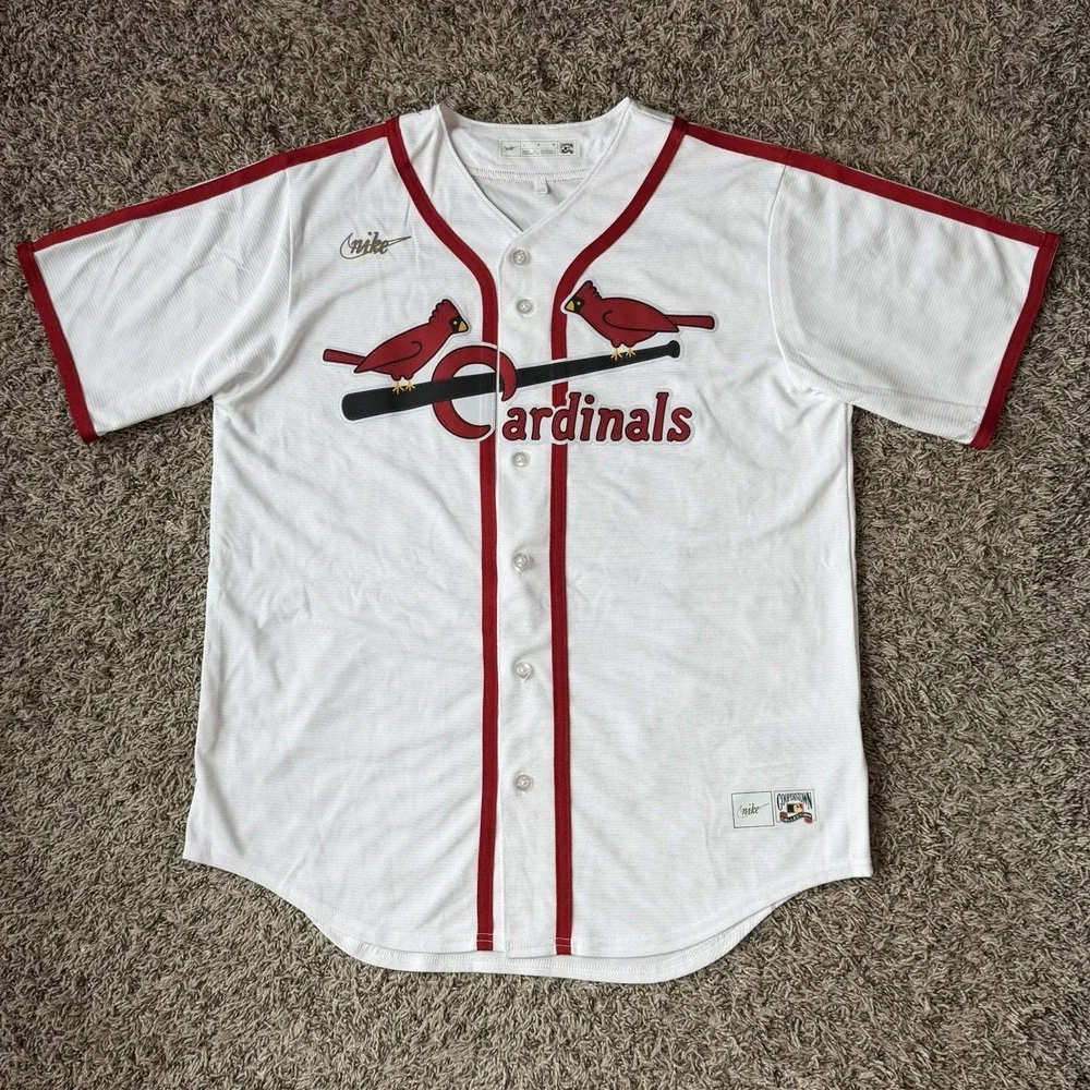 Nike St. Louis Cardinals Cooperstown Collection Jersey Mens Large White Red NEW